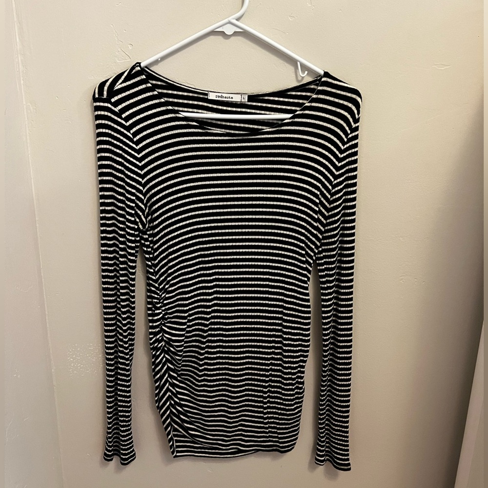 Red Haute Ribbed Striped Shirt